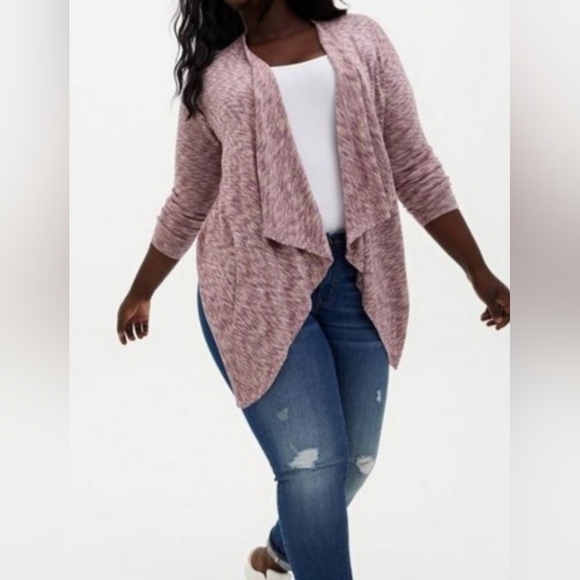 NWT Torrid Purple Spacedye Drape Front Cardigan - Picture 1 of 5